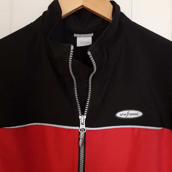 shebeest Full Zip Cycling Jacket Red Black Size L - Picture 5 of 11